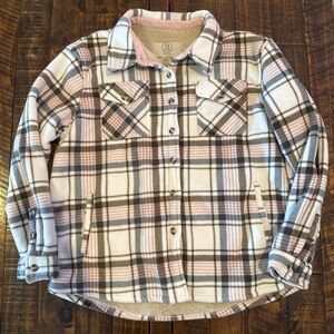 Multicolored Plaid Flannel Jacket with Fleece Lining